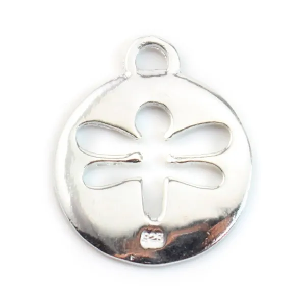 Round cut Dragonfly charm 925 sterling silver 15mm  x 1pc