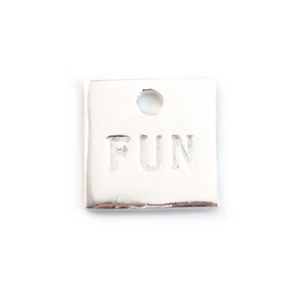 925 Silver  Fun Square charm 10mm X1 pcs