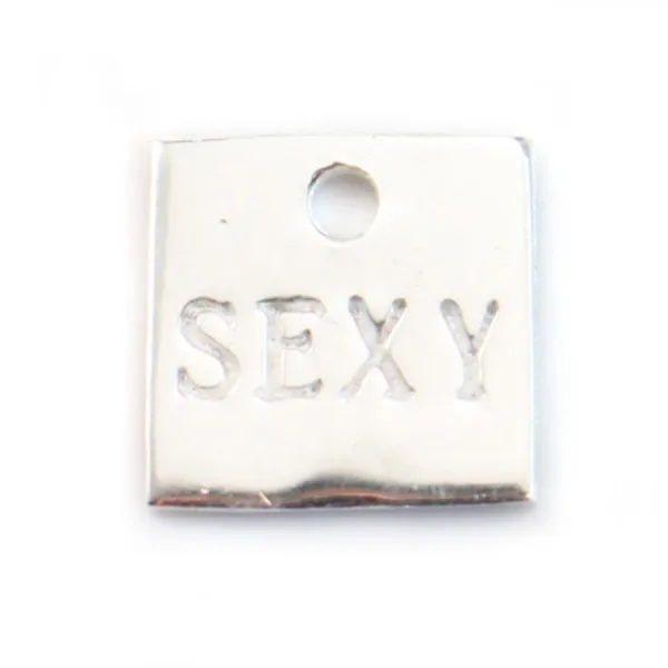 925 Sterling Silver Square Sexy charm 10mm x 1 pcs