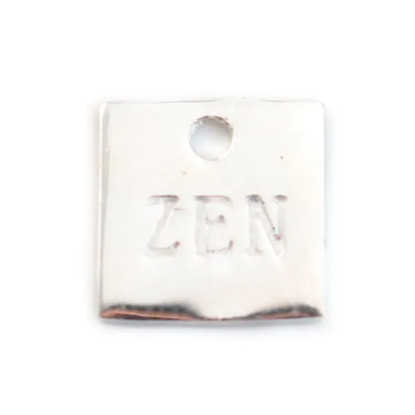925 Sterling Silver Square ZEN charm 10 mm x 1 pcs 