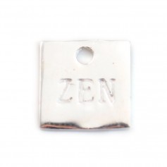 925 Sterling Silver Square ZEN charm 10 mm x 1 pcs 