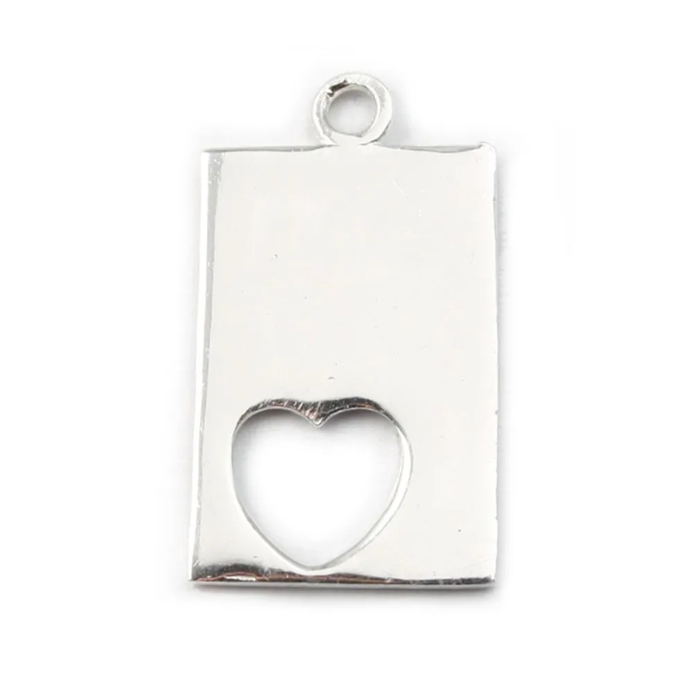 Sterling Silver 925 breloque Spacer heart 17 *11mm x 1  pcs 
