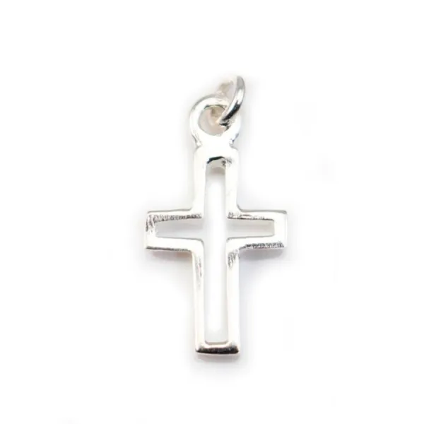 Pendentif Croix ajouré , Argent 925,  8x13MM  x 1pc