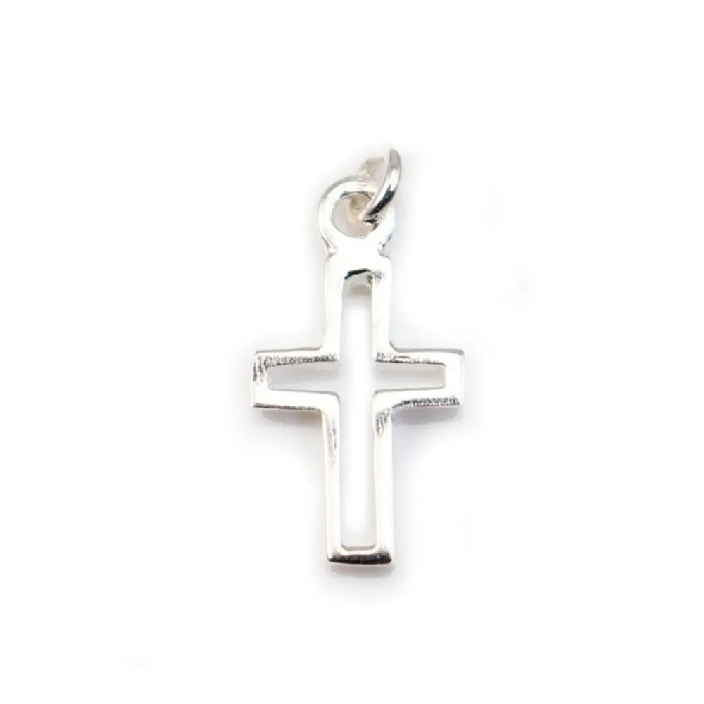 Pendentif Croix ajouré , Argent 925,  8x13MM  x 1pc