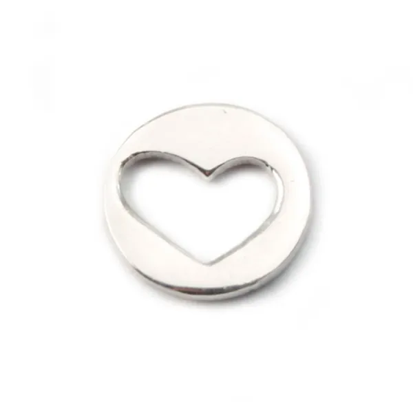 Argent 925 intercalaire coeu 9mm  x 1pc