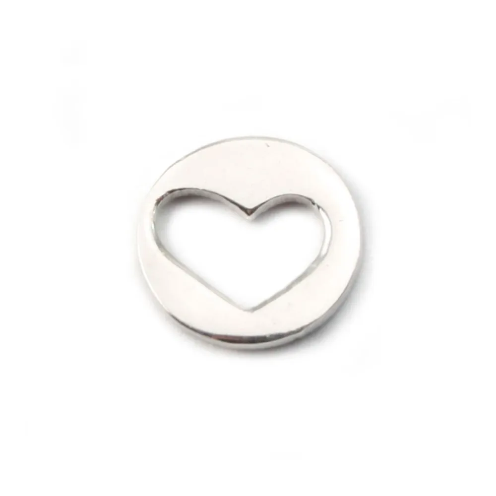 Argent 925 intercalaire coeu 9mm  x 1pc