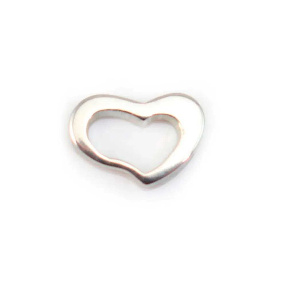 Intercalaire coeur Argent 925, 8x11.5mm  x 1pc