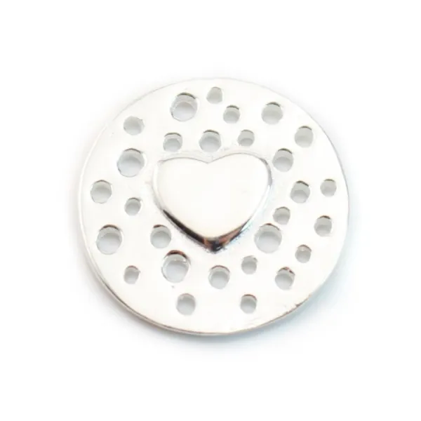Intercalaire rond Coeur  Argent 925 14mm x 1pc