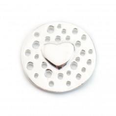 925 Sterling Silver heart spacer 14mm X1 pc 