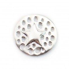 925 Sterling Silver round star spacer 14 mm x 1pc