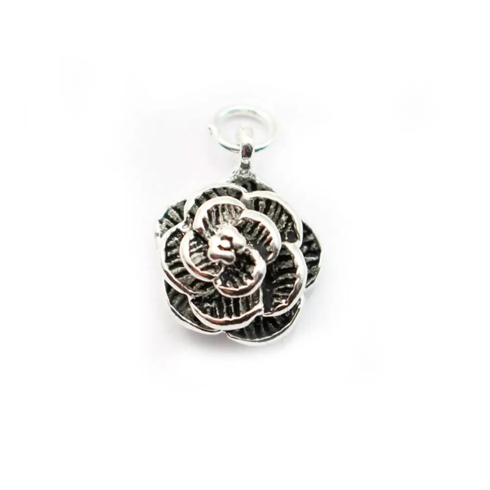 Argent 925  breloque fleur 11mm avec anneau 4.5mmX 1pc