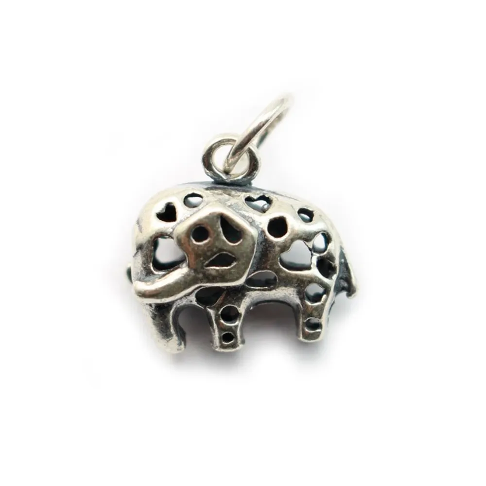 Argent 925  breloque elephant 12mm avec anneau 5.5mmX 1pc