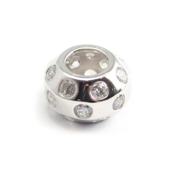 Argent 925 rondelle avec zircon 12x8mm x 4 pcs