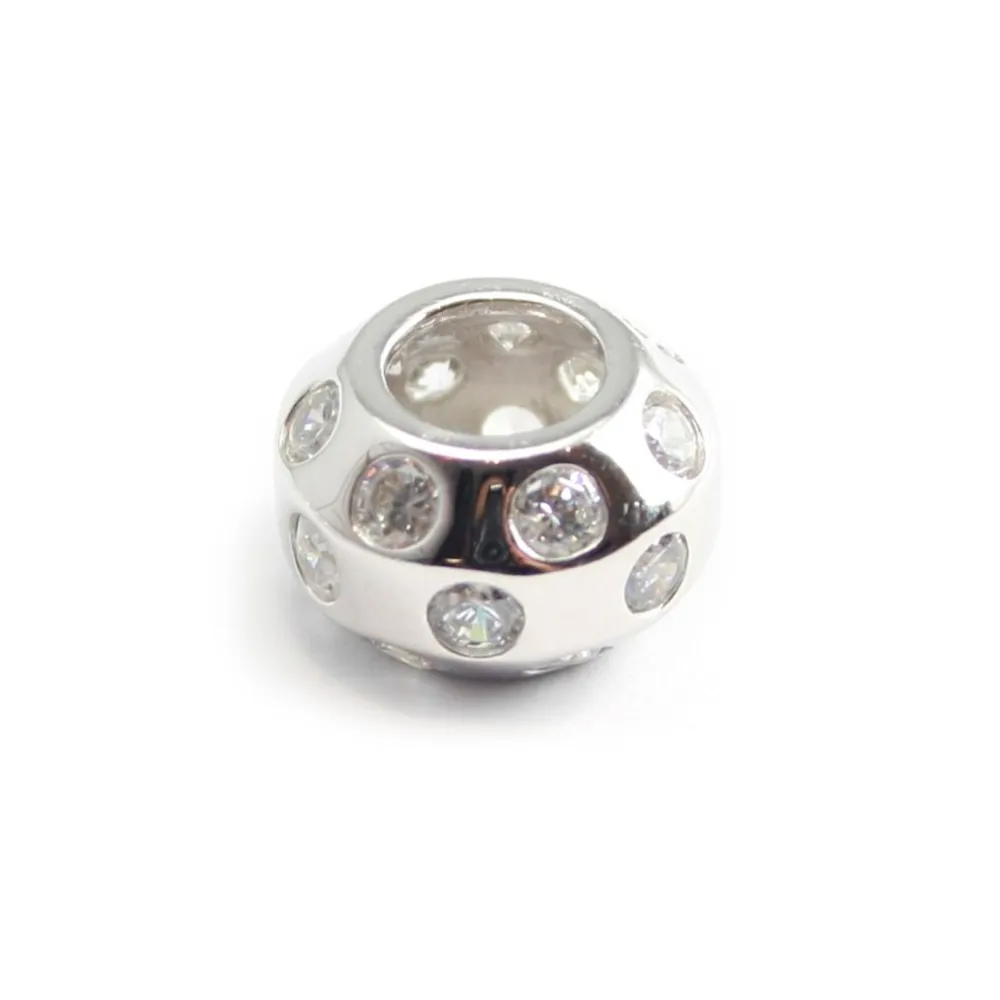 Argent 925 rondelle avec zircon 12x8mm x 4 pcs