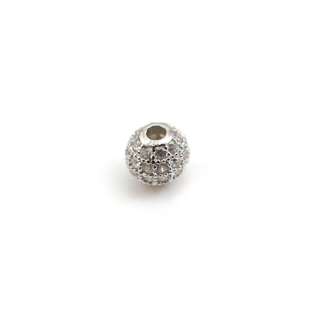 Boule avec strass 6mm en argent 925  x 1pc