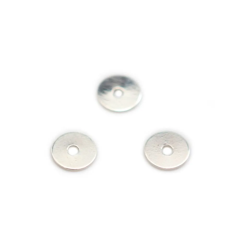 Disque 1 trou en argent 925  6 mm x 5pcs