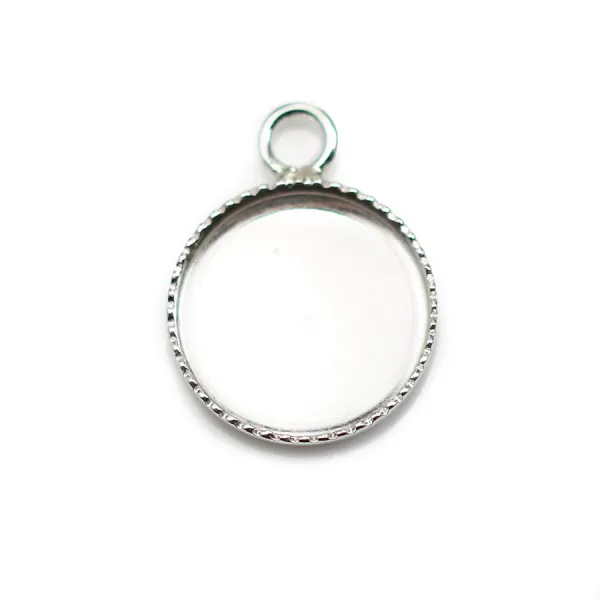 Pendentif en argent 925, avec serti pour cabochon rond de 12mm x 1pc