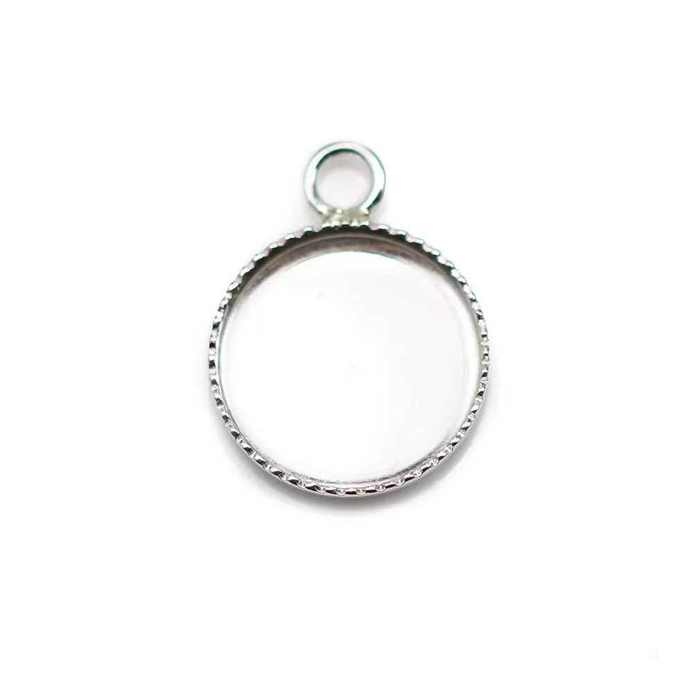 Pendentif en argent 925, avec serti pour cabochon rond de 12mm x 1pc