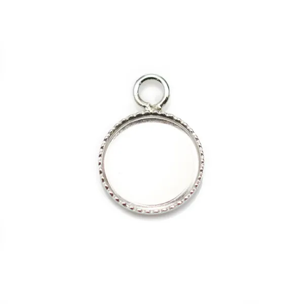 Pendentif en argent 925, avec serti pour cabochon rond de 10mm x 1pc