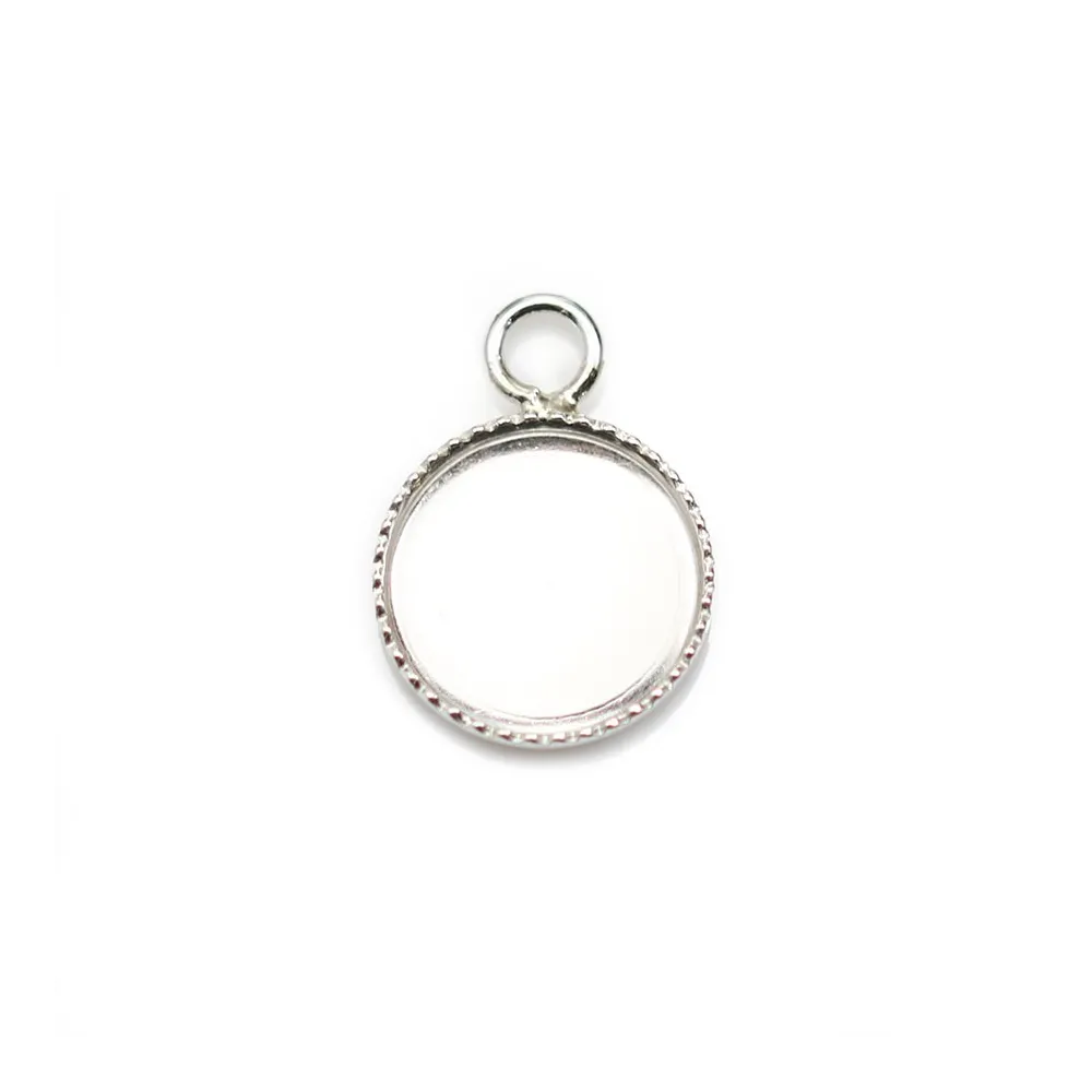 Pendentif en argent 925, avec serti pour cabochon rond de 10mm x 1pc