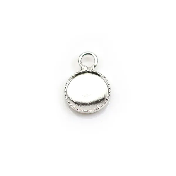 Pendentif en argent 925, avec serti pour cabochon rond de 8mm x 1pc