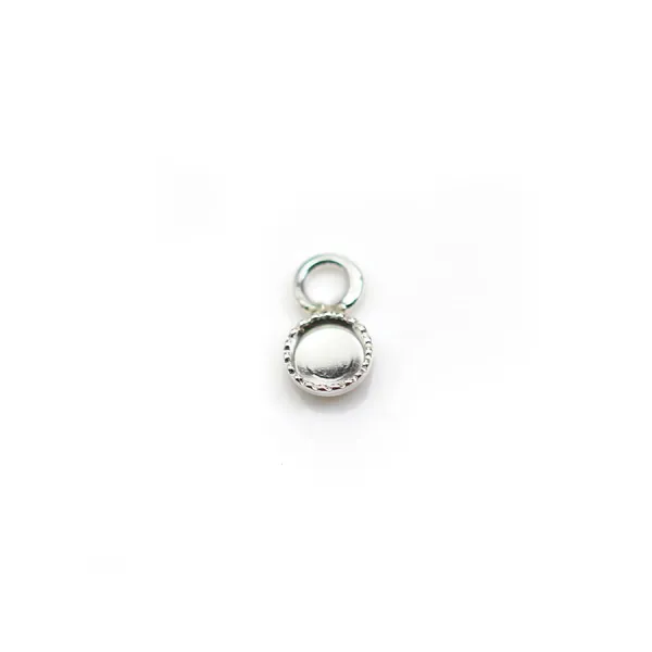 Pendentif en argent 925, avec serti pour cabochon rond de 4 mm x 2pcs