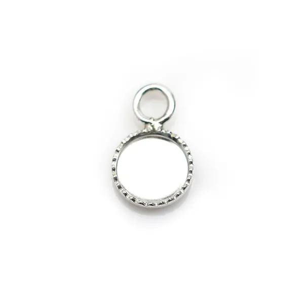 Pendentif en argent 925, avec serti pour cabochon rond de 6mm x 2pcs