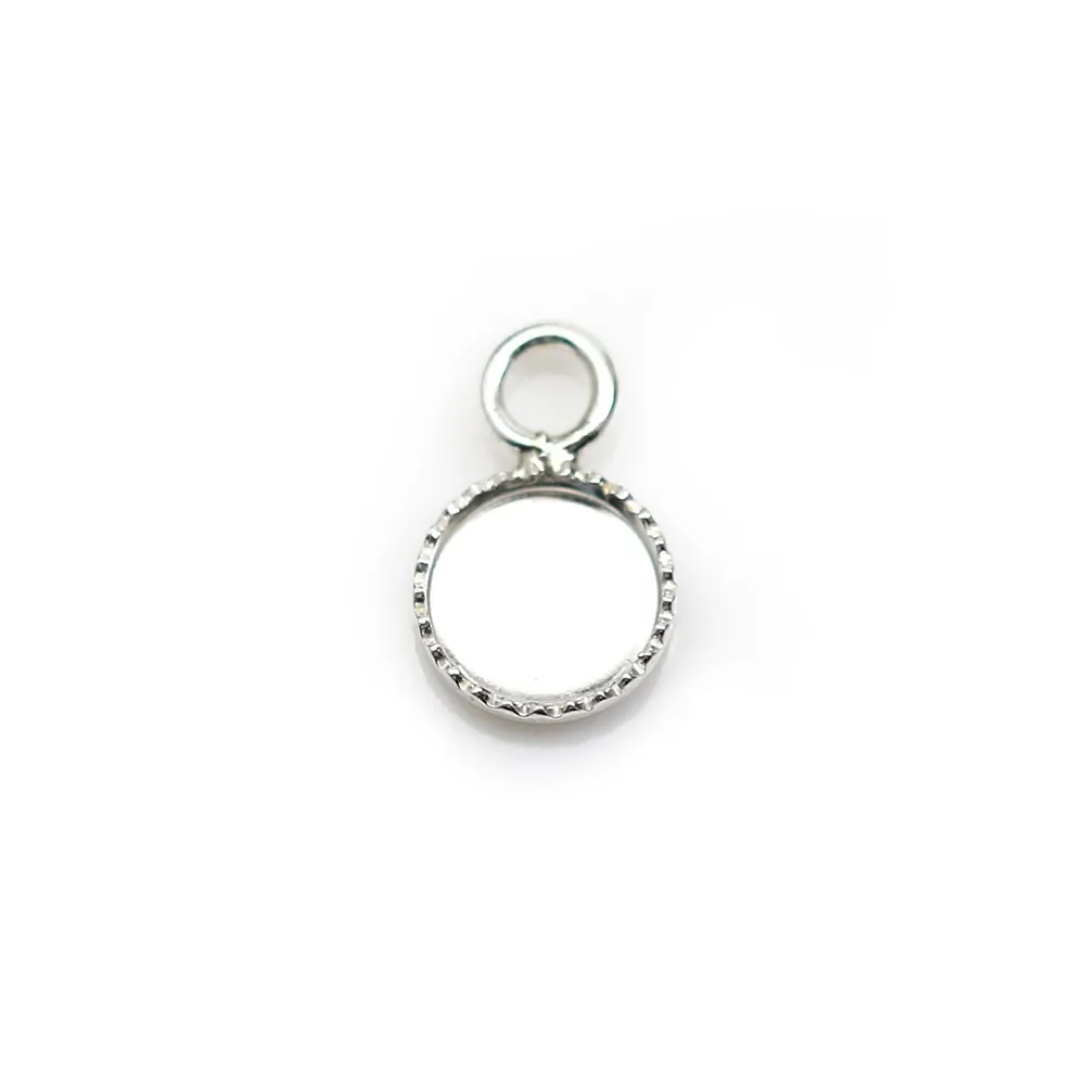 Pendentif en argent 925, avec serti pour cabochon rond de 6mm x 2pcs