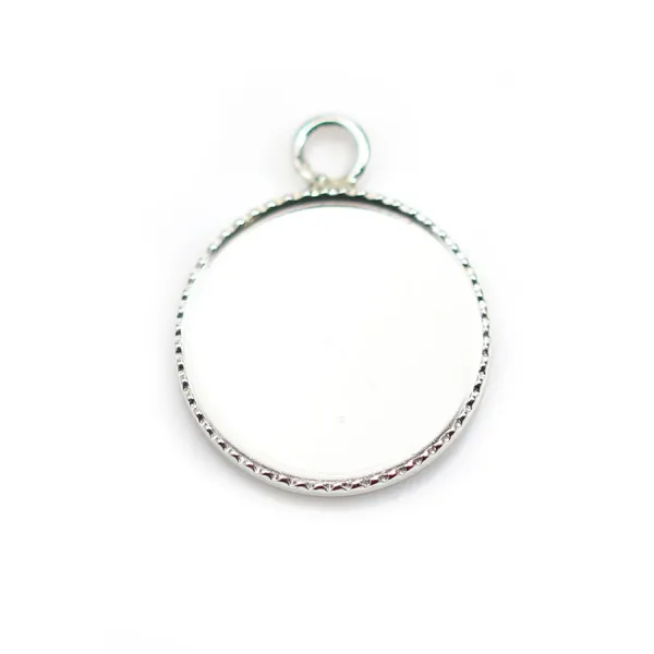 Pendentif en argent 925, avec serti pour cabochon rond de 14mm x 1pc