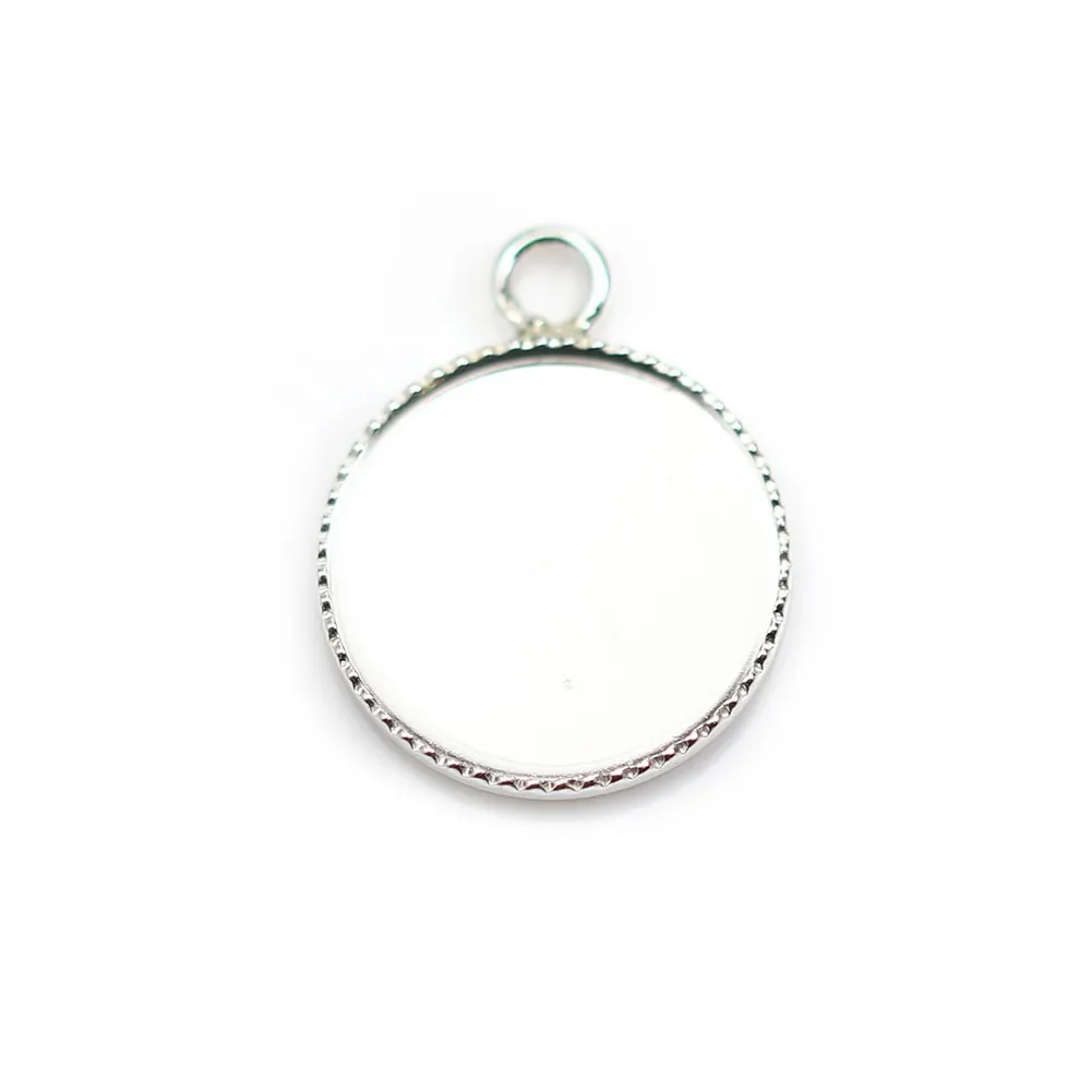 Pendentif en argent 925, avec serti pour cabochon rond de 14mm x 1pc
