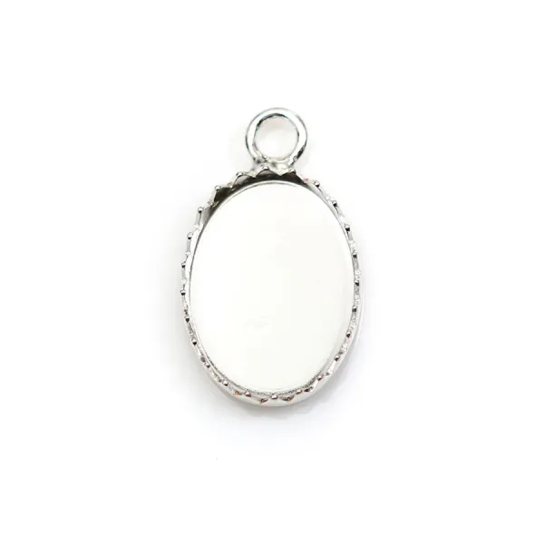 Pendentif serti en argent 925, pour cabochon de forme ovale, 10x14mm x 1pc