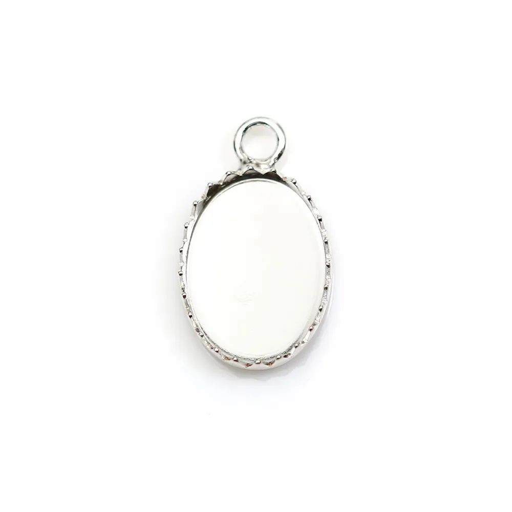Pendentif serti en argent 925, pour cabochon de forme ovale, 10x14mm x 1pc