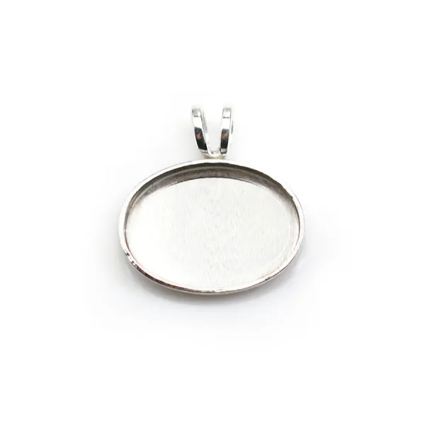 Pendentif serti en argent 925, pour cabochon de forme ovale, 10 * 14mm x 1pc