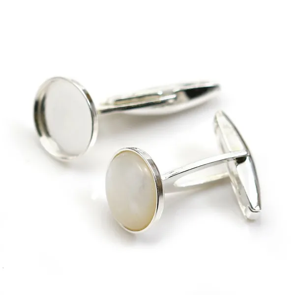 Argent 925 bouton de manchette avec plateau rond 12mm x 2pcs