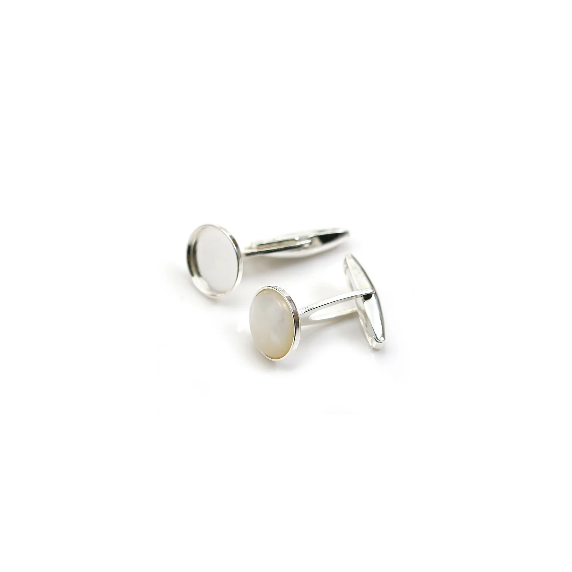 12 Paires De Boutons De Manchettes Cabochon - Gemme 13 Mm, Couleur Argent, Neuf Sans Emballage