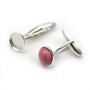 Bouton de manchette, en argent 925 pour cabochon rond de 10mm x 2pcs