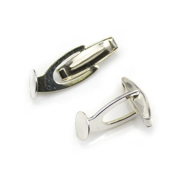 Bouton de manchette, en argent 925 pour cabochon rond de 8mm, 26 * 9mm x 2pcs