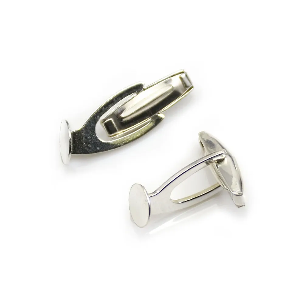 Bouton de manchette, en argent 925 pour cabochon rond de 8mm, 26 * 9mm x 2pcs
