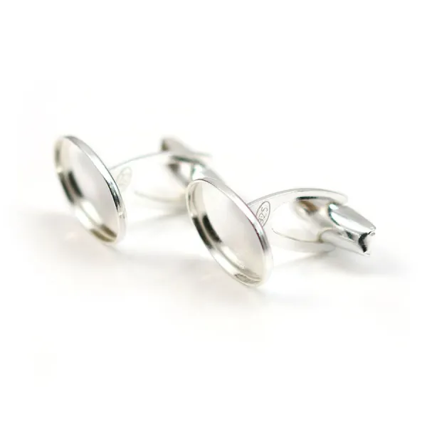 Boutons manchettes plateau oval 10x14mm ,argent 925, x 2pcs
