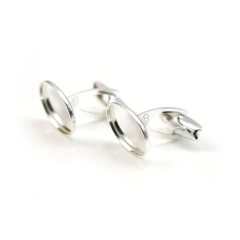 Boutons manchettes plateau oval 10x14mm ,argent 925, x 2pcs