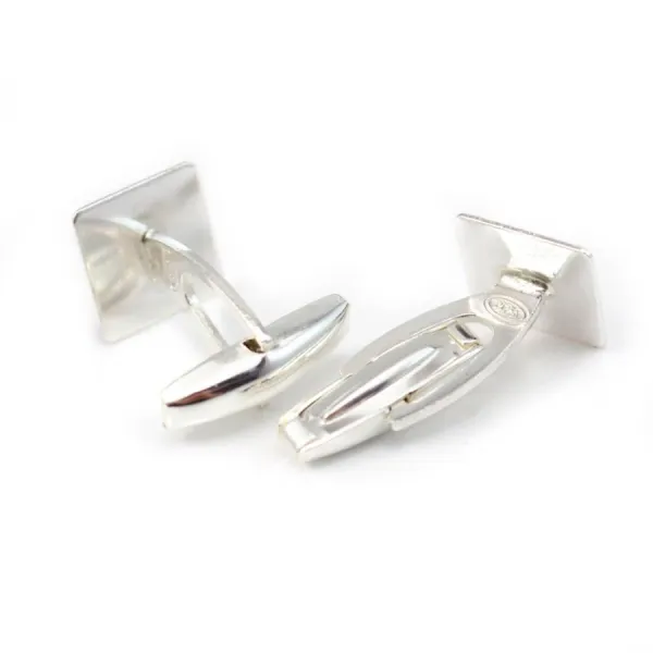 Argent 925 bouton de manchette carré pour cabochon 12mm x 2pcs