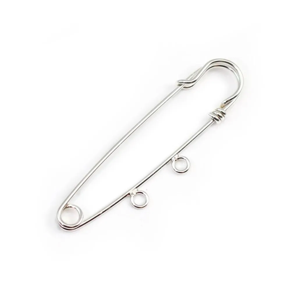 Argent 925 Epingle à broche 2 anneaux fermés 50 x15 mm x 1pc