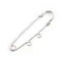 Argent 925 Epingle à broche 2 anneaux fermés 50 x15 mm x 1pc