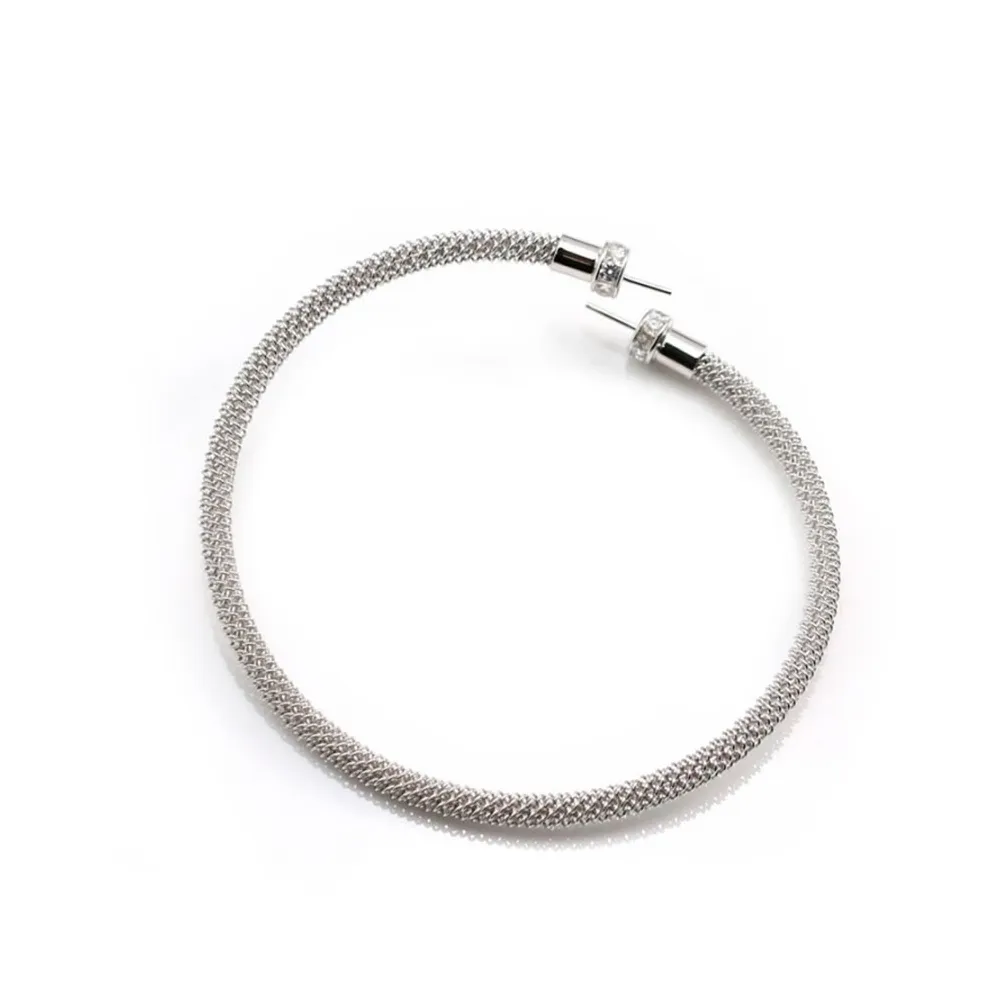 Bracelet jonc flexible avec sreasse pour semi-percées ,argent 925, x 1pc
