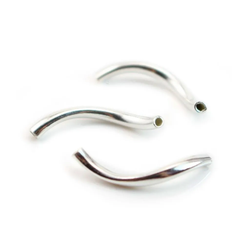 925 Sterling Silver Twisted tubes 1.8x20mm x 2pcs
