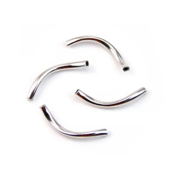 Tubes twistés, argent 925 rhodié 1.2x19.5mm x 2pcs