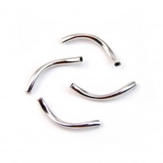 925 Sterling silver rhodium twisted tubes, 1.2x19.5mm  x 2pcs 