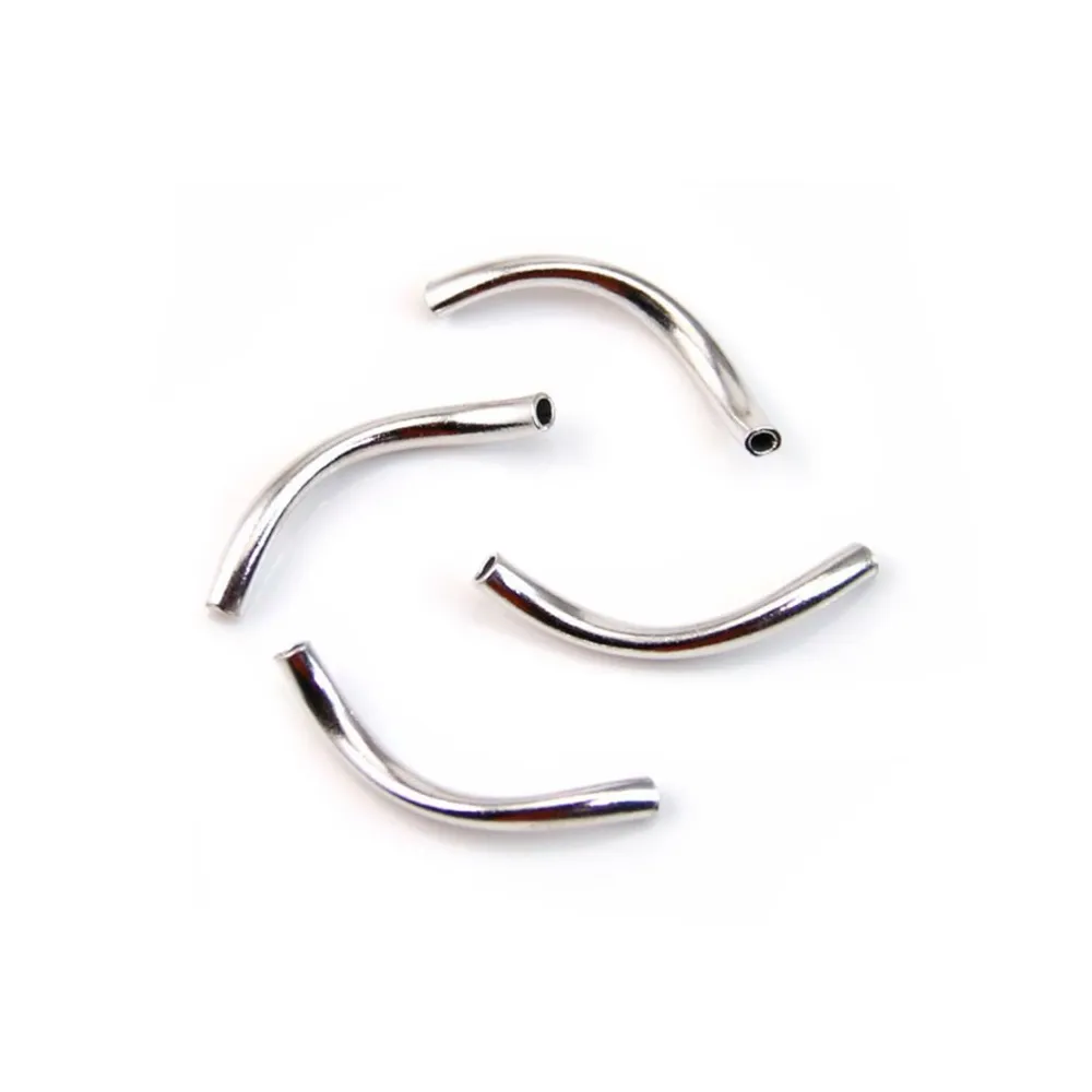 Tubes twistés, argent 925 rhodié 1.2x19.5mm x 2pcs