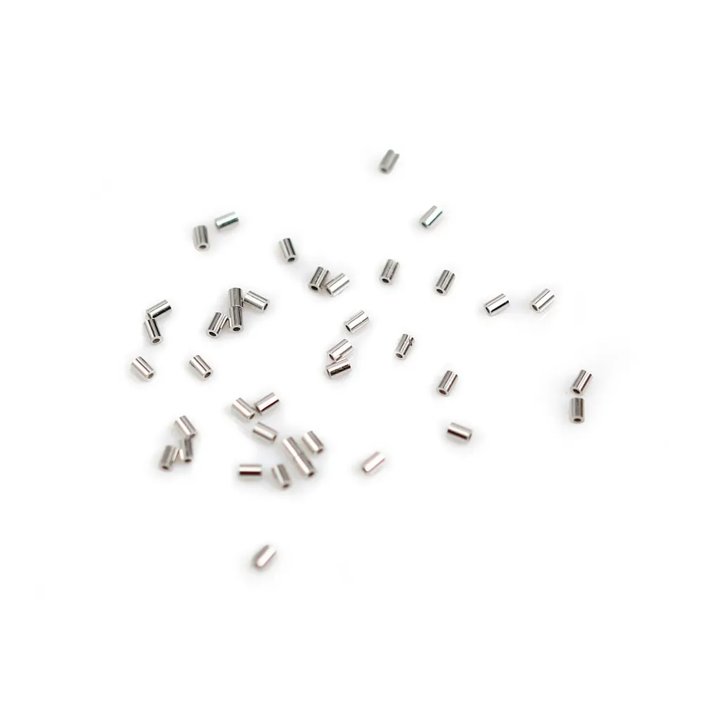 Rhodium 925 silver crimp tubes 1x1.5x0.5mm x 30pcs