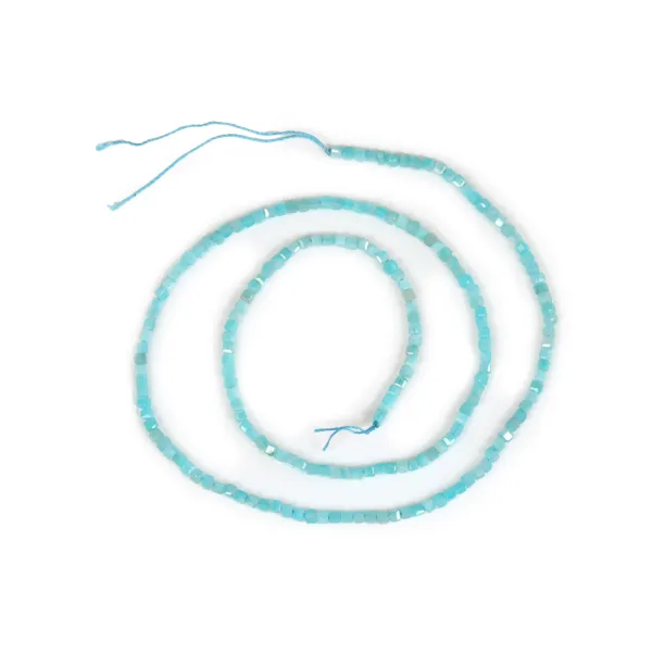 Amazonite from Peru, in the shape of a faceted cube 2mm x 40cm